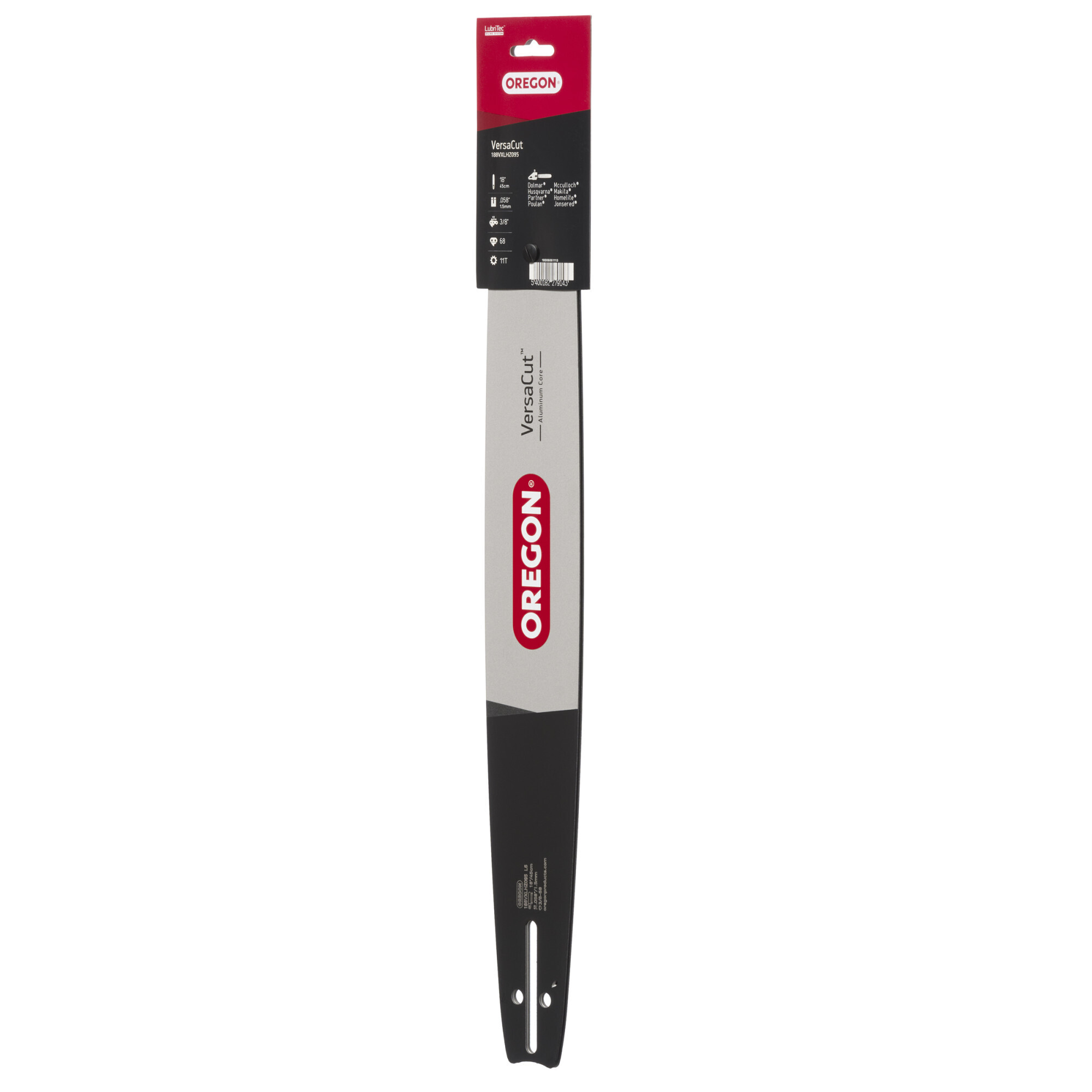 Oregon, VersaCut Chainsaw Guide Bar, Bar Length 18 in, Chain Pitch 3/8 in, Model# 188VXLHZ095